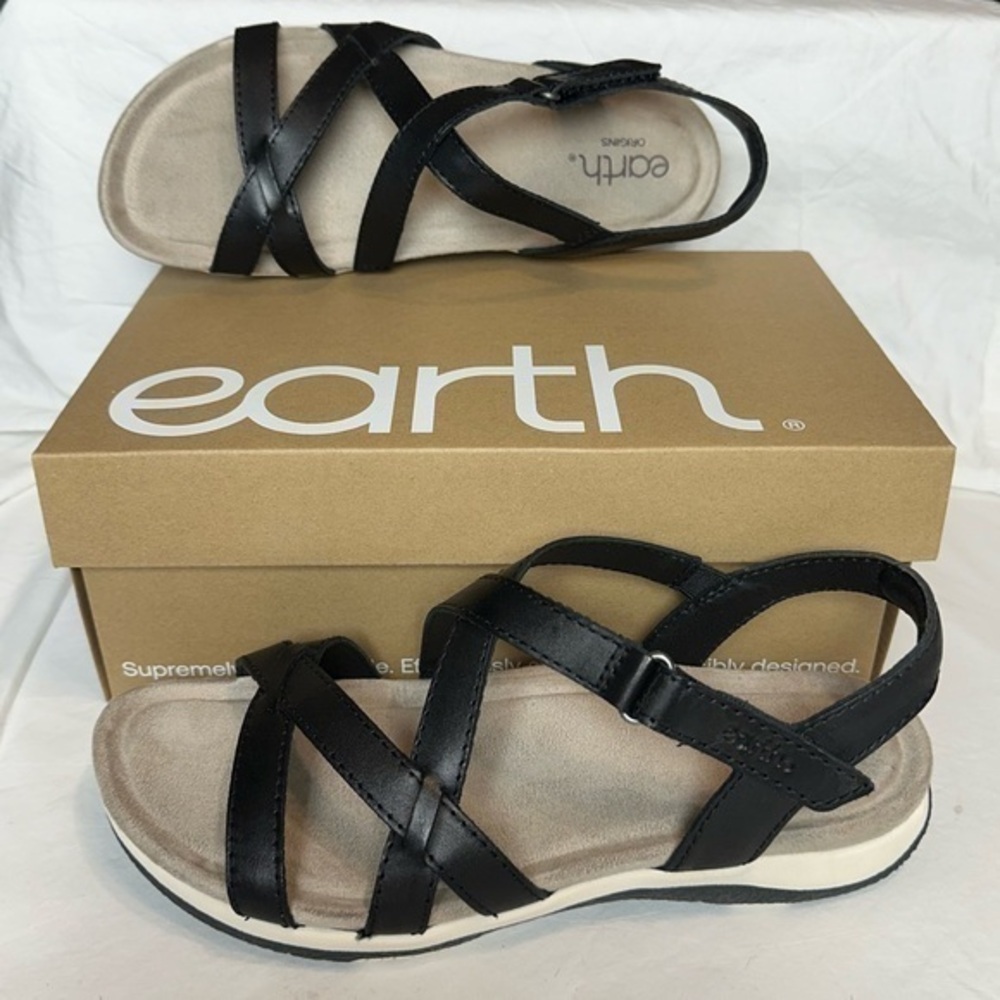 COPY - NWT NIB New Earth Sterling sport sandals black leather size 8 shoes athl…